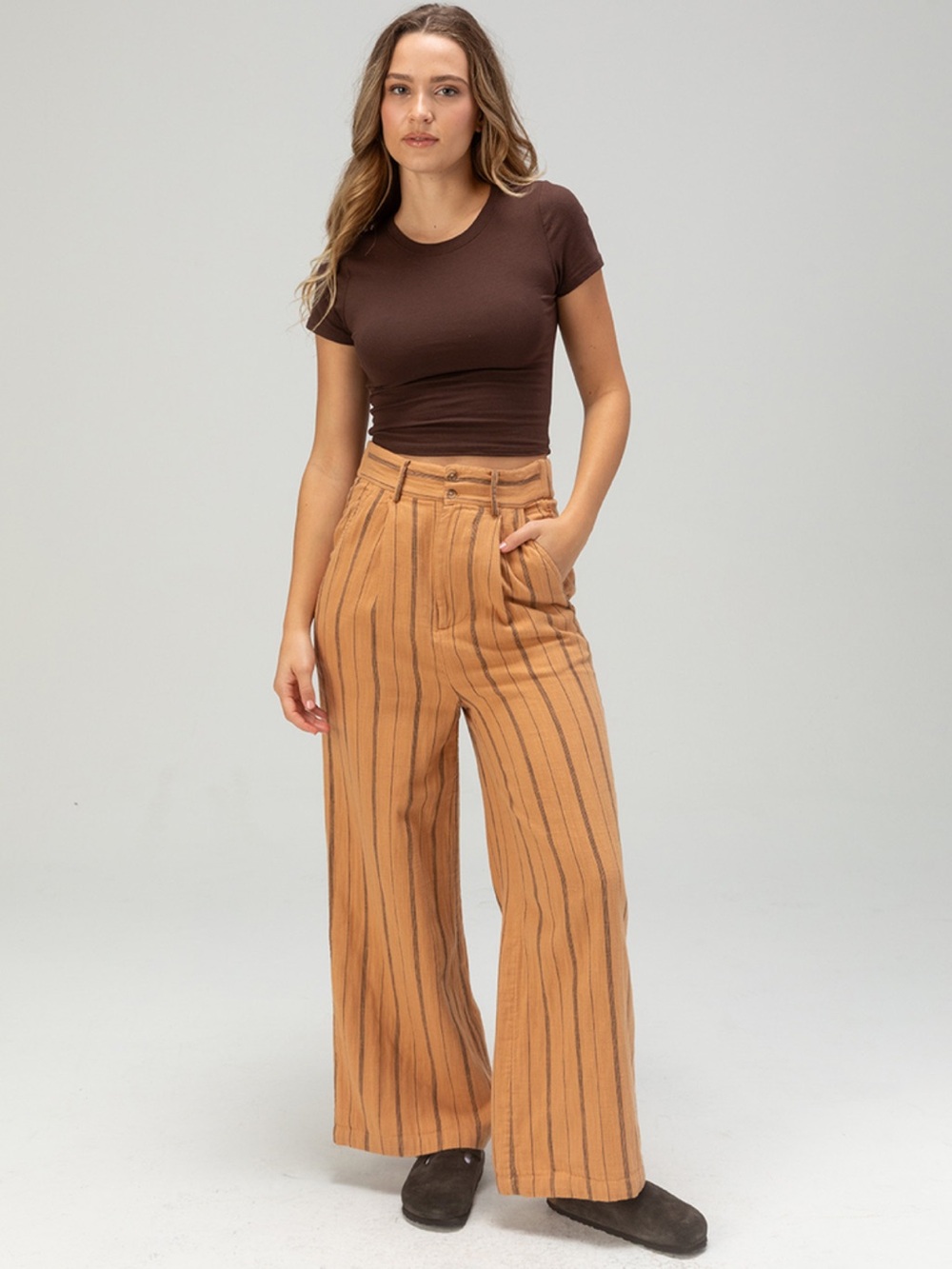NWT! Billabong Tailor Made Striped Wide Leg Pants Size S
